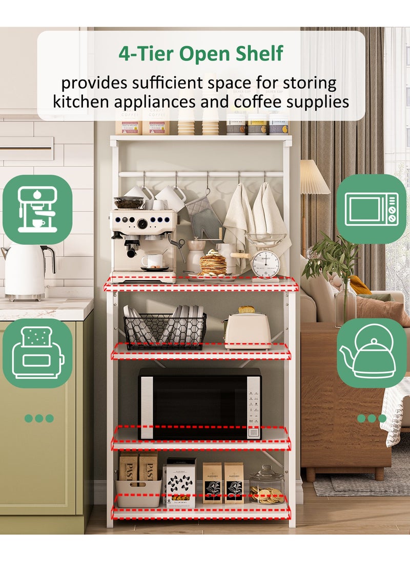 JANTENS - 4 Tier Coffee Bar Station,Corner Coffee Bar Cabinet for Small Spaces,Coffee Stand Station with 5 S-Shaped Hooks,Kitchen Storage Stand with storage layer, Bakers Rack for Kitchen, Entryway, Living Room - Image 1