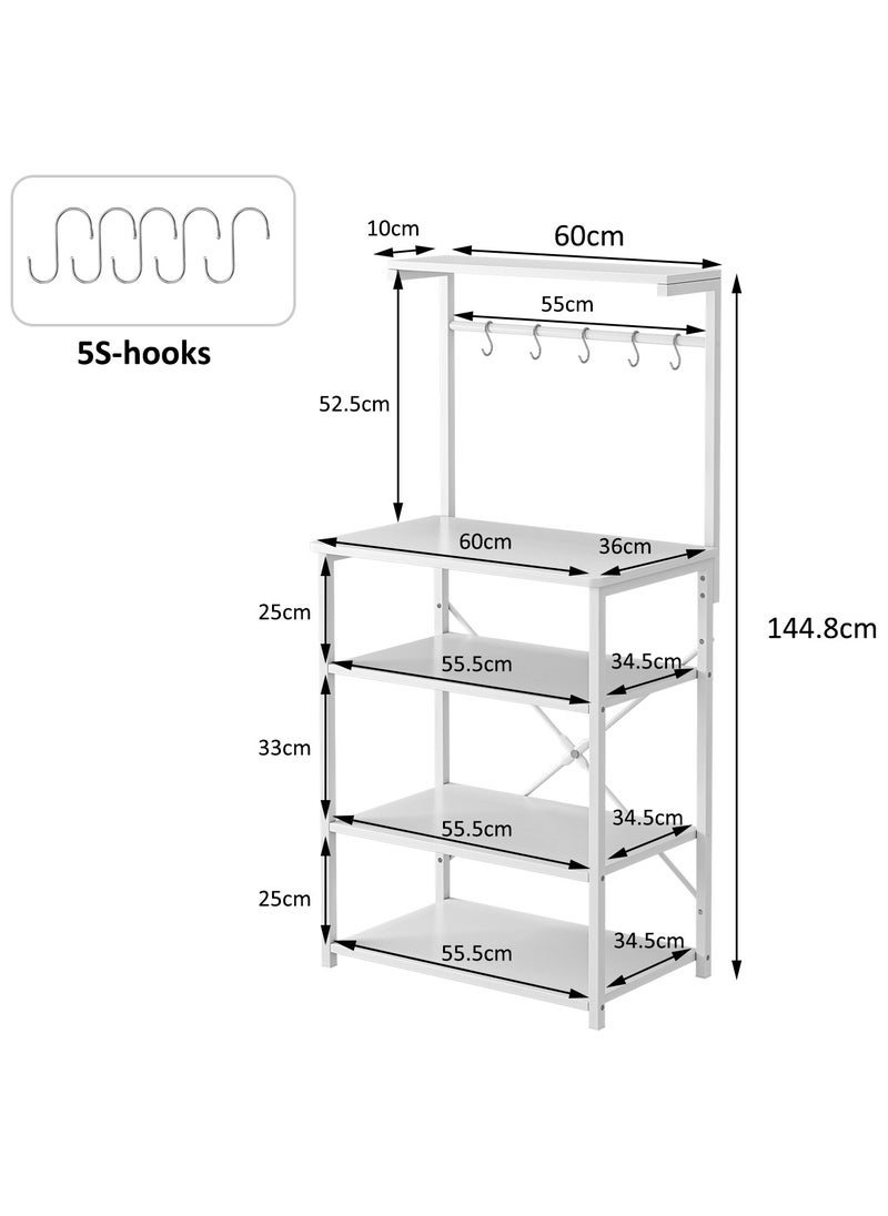 JANTENS - 4 Tier Coffee Bar Station,Corner Coffee Bar Cabinet for Small Spaces,Coffee Stand Station with 5 S-Shaped Hooks,Kitchen Storage Stand with storage layer, Bakers Rack for Kitchen, Entryway, Living Room - Image 1
