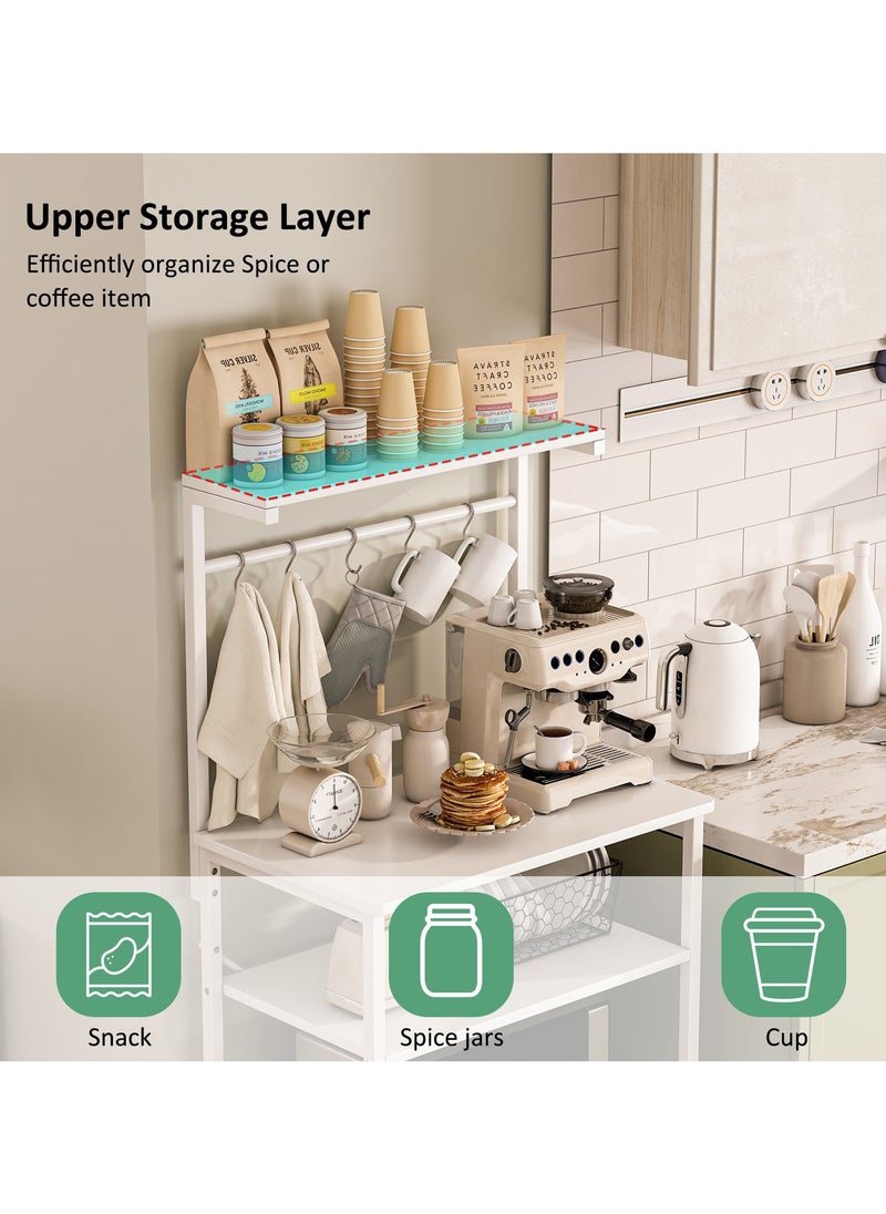 JANTENS - 4 Tier Coffee Bar Station,Corner Coffee Bar Cabinet for Small Spaces,Coffee Stand Station with 5 S-Shaped Hooks,Kitchen Storage Stand with storage layer, Bakers Rack for Kitchen, Entryway, Living Room - Image 1