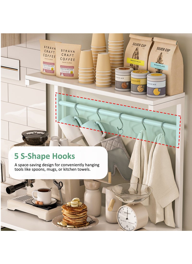 JANTENS - 4 Tier Coffee Bar Station,Corner Coffee Bar Cabinet for Small Spaces,Coffee Stand Station with 5 S-Shaped Hooks,Kitchen Storage Stand with storage layer, Bakers Rack for Kitchen, Entryway, Living Room - Image 1