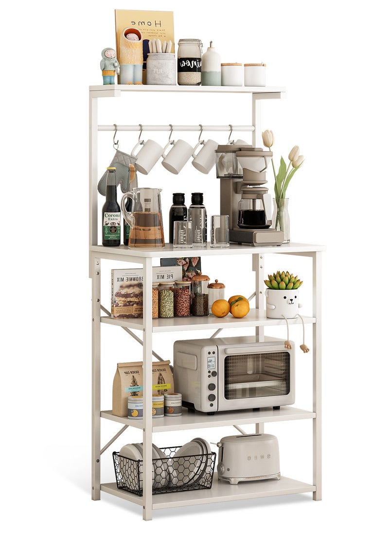 JANTENS - 4 Tier Coffee Bar Station,Corner Coffee Bar Cabinet for Small Spaces,Coffee Stand Station with 5 S-Shaped Hooks,Kitchen Storage Stand with storage layer, Bakers Rack for Kitchen, Entryway, Living Room - Image 1