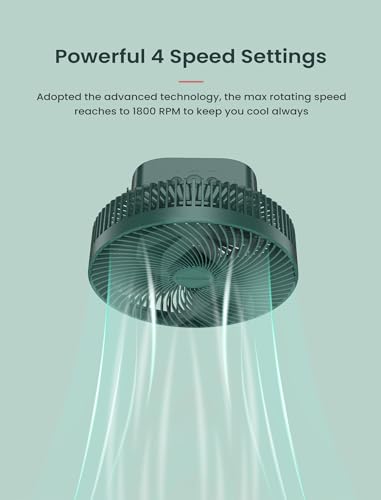 Comoistar 10 Inch Oscillating Wall Mount Small Fan with Remote Control and Timer, 4 Speeds, Included Adapter, 60°Adjustable Tilt, High Velocity, 1.8m Cord, Quiet, for RV Bedroom Kitchen Gym, Garage - Image 4