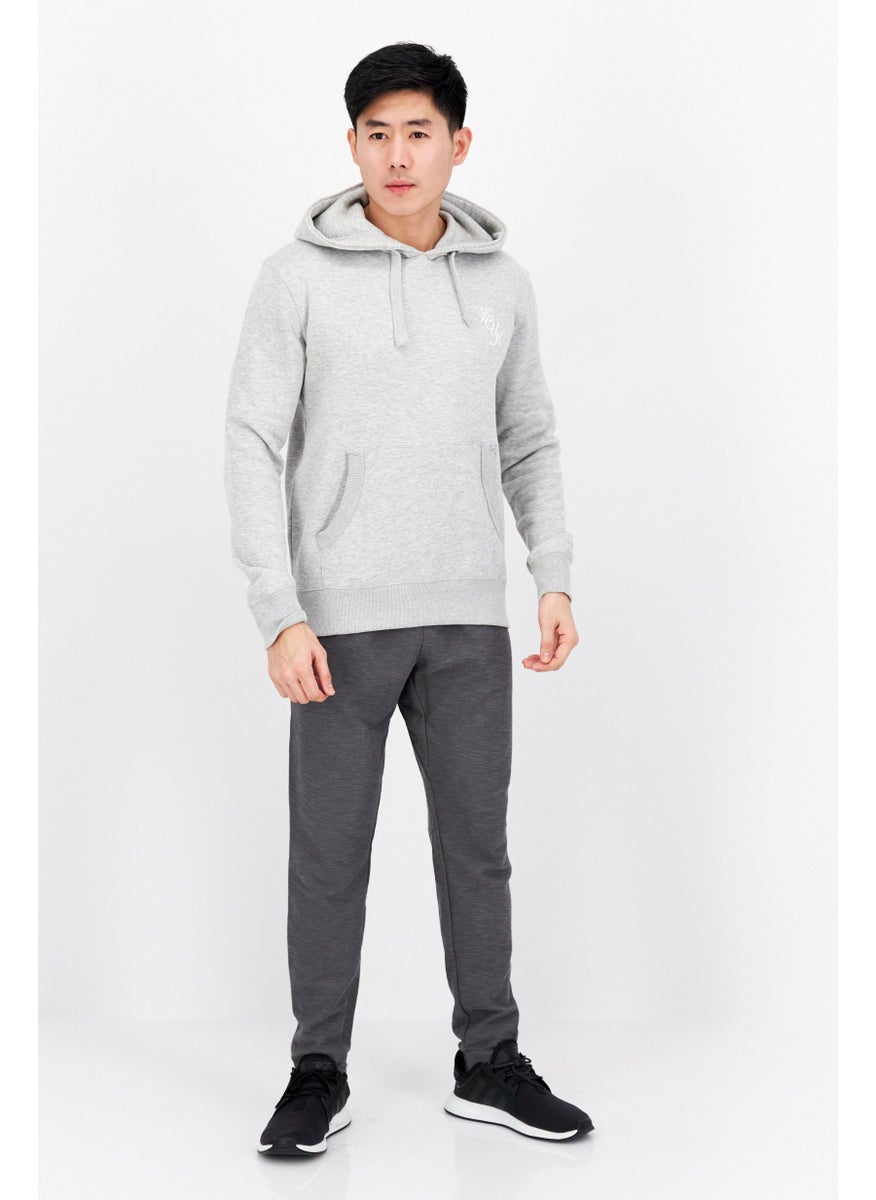 French Connection Men Hooded Brand Logo Sweatshirt, Light Grey Heather  - Image 4