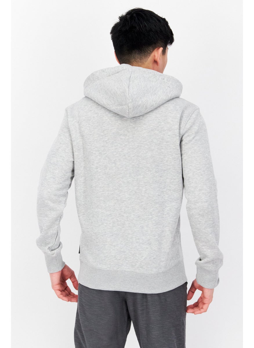 French Connection Men Hooded Brand Logo Sweatshirt, Light Grey Heather  - Image 2