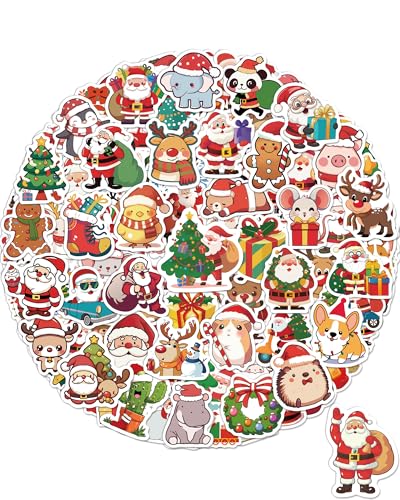 Benresive 300 Pcs Christmas Stickers for Kids Bulk Christmas Crafts Party Favors Goody Bag Stuffers Waterproof Vinyl Laptop Water Bottle Stickers - Image 1