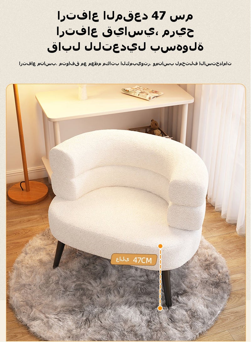 ويمارت كرسي جانبي من قماش البوكليه بتصميم منتصف القرن، كرسي شيربا عصري بظهر منحني، كرسي أريكة جانبي مريح ومُنجّد للمساحات الصغيرة، غرفة المعيشة، غرفة النوم، ركن الزينة والقراءة، أبيض - Image 3