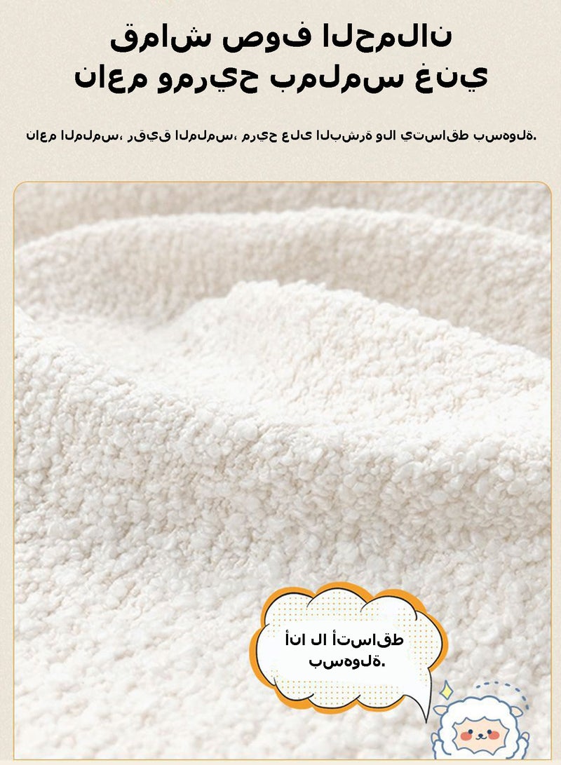 ويمارت كرسي جانبي من قماش البوكليه بتصميم منتصف القرن، كرسي شيربا عصري بظهر منحني، كرسي أريكة جانبي مريح ومُنجّد للمساحات الصغيرة، غرفة المعيشة، غرفة النوم، ركن الزينة والقراءة، أبيض - Image 4