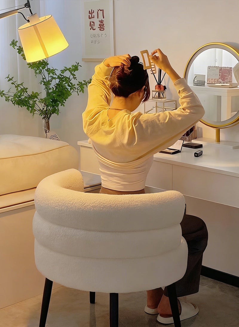 WEMART Mid Century Boucle Accent Chair, Modern Sherpa Barrel Chair with Curved Back, Comfy Upholstered Side Sofa Chair for Small Spaces, Living Room, Bedroom, Vanity & Reading Nook, White - Image 3