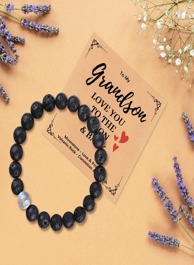 Tirdkid Stocking Stuffers Teens for Son Teens Boys Men, Natural Volcanic Rock and Love Moonstone Bracelet for Teenage Boys 13-15 Year Old Birthday Gifts - Image 2