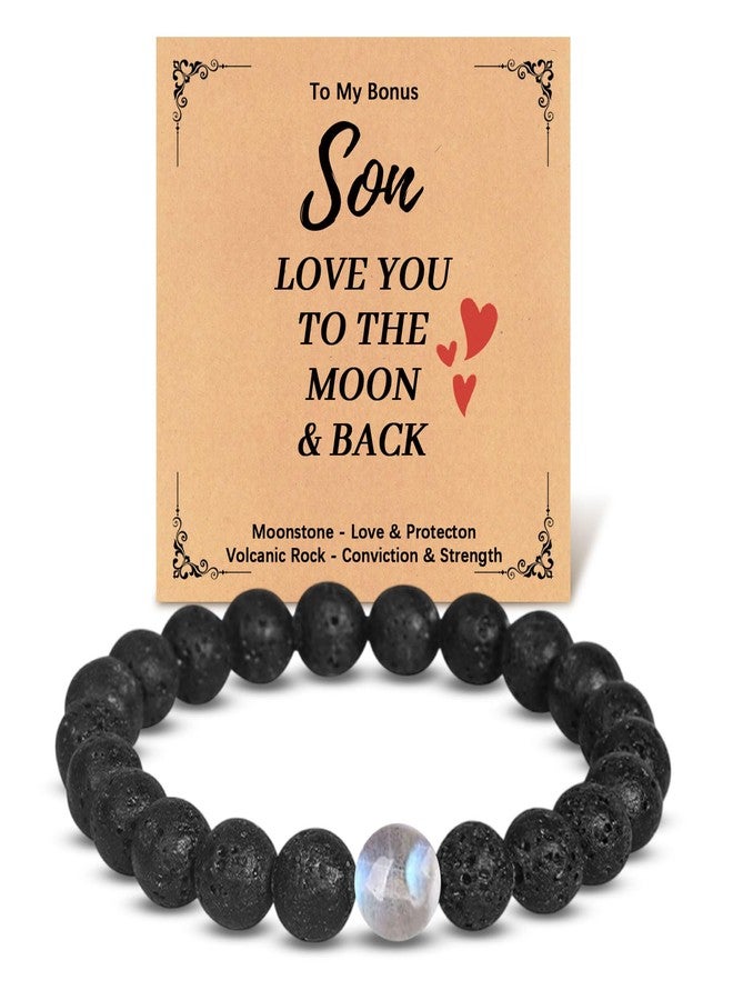 Tirdkid Stocking Stuffers Teens for Son Teens Boys Men, Natural Volcanic Rock and Love Moonstone Bracelet for Teenage Boys 13-15 Year Old Birthday Gifts - Image 1