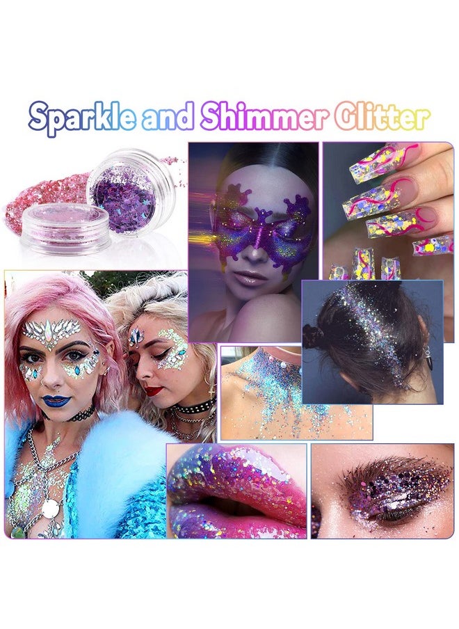 Body Glitter 2 Jars Iridescent Chunky Sequins With Glitter Glue Perfect For Women Eyeshadow Makeup Face Paint Festival Rave Outfits Hair Accessories Carnival Party Costumes Colorful Purple - pzsku/Z0CE188FCADF80A90CF56Z/45/_/1694502387/d3fcd668-6a96-4248-89dd-c393cffab004