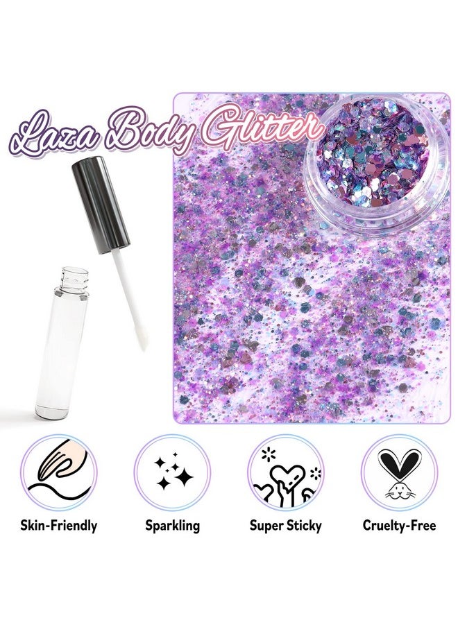 Body Glitter 2 Jars Iridescent Chunky Sequins With Glitter Glue Perfect For Women Eyeshadow Makeup Face Paint Festival Rave Outfits Hair Accessories Carnival Party Costumes Colorful Purple - pzsku/Z0CE188FCADF80A90CF56Z/45/_/1694502390/653de85d-64a5-45de-a9c1-109fe7d54cc4