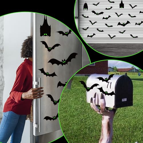 Tuzuaol 24 Pcs Halloween Garage Door Decorations Magnets Bats with Glow in The Dark Eyes Luminous Magnetic Black Bats Stickers Halloween Decorations for Garage Door Car Refrigerator - Image 5