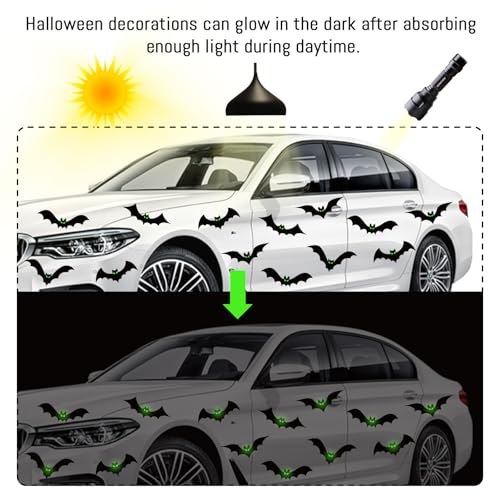 Tuzuaol 24 Pcs Halloween Garage Door Decorations Magnets Bats with Glow in The Dark Eyes Luminous Magnetic Black Bats Stickers Halloween Decorations for Garage Door Car Refrigerator - Image 4