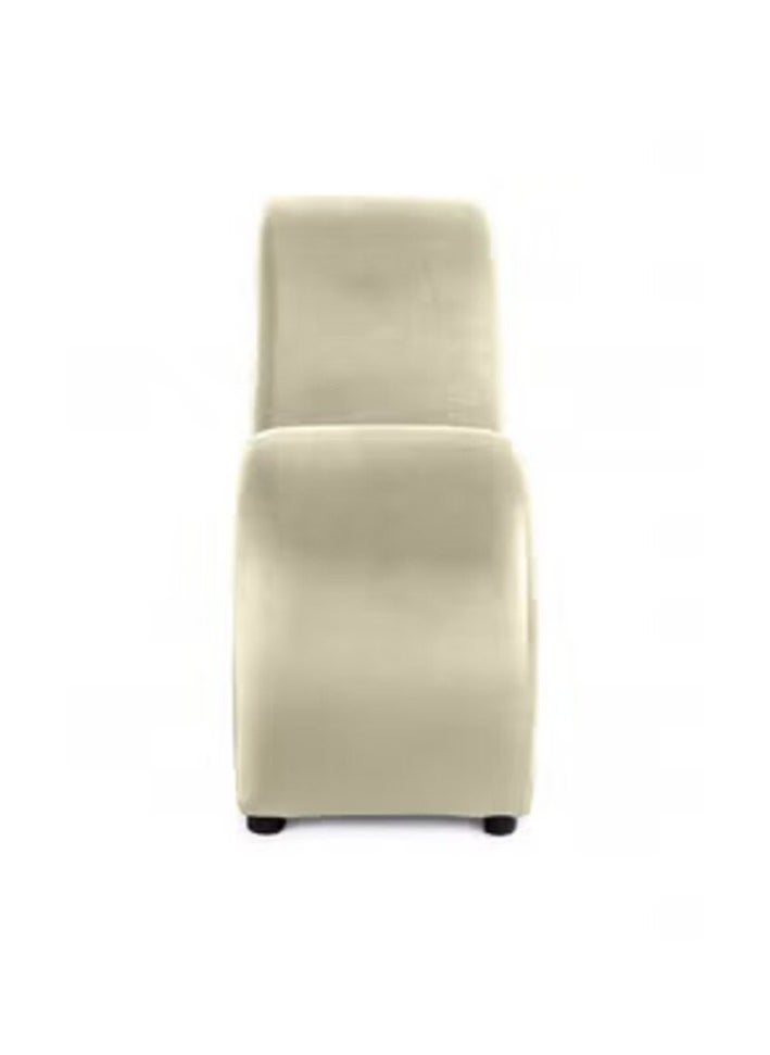 House One Small Romantic Chaise Longue Luxury Solid Pattern Of Velvet Fabric - Light Beige -170x70x40cm - Image 5