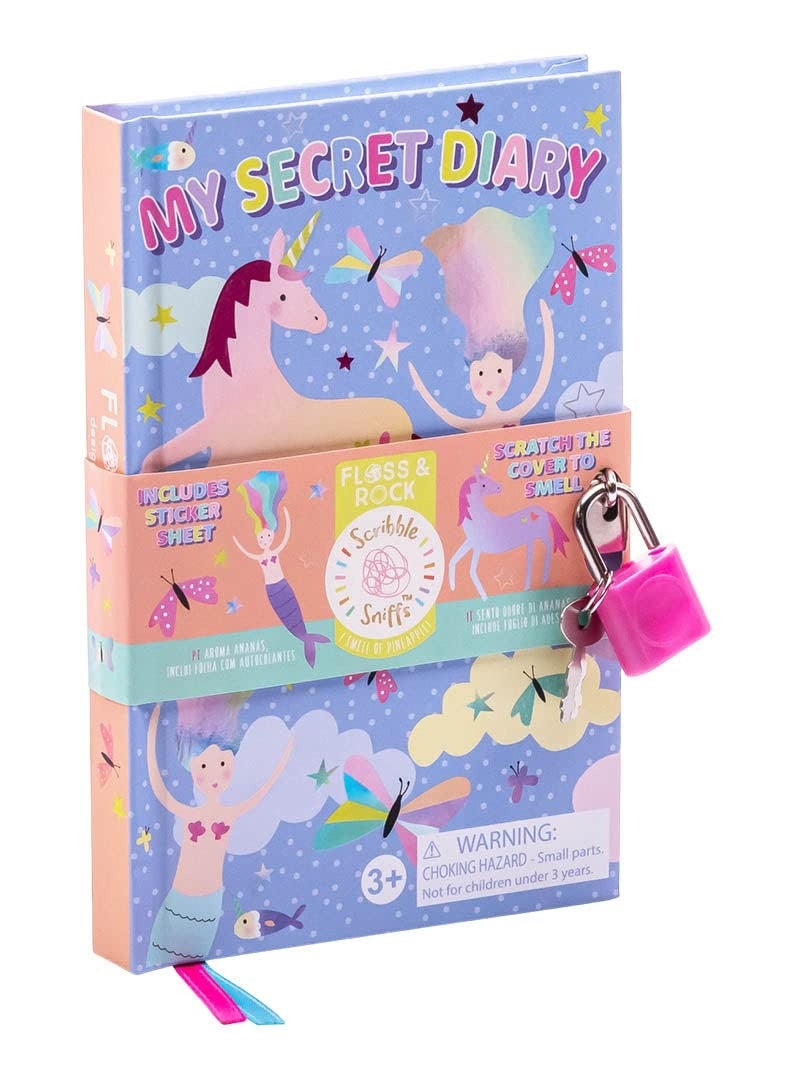 Floss & Rock Fantasy My Scented Secret Diary - Scented Lockable Journal for Kids with Scented Sticker Sheet, Padlock and Key, And Kids Activity Book - Image 1