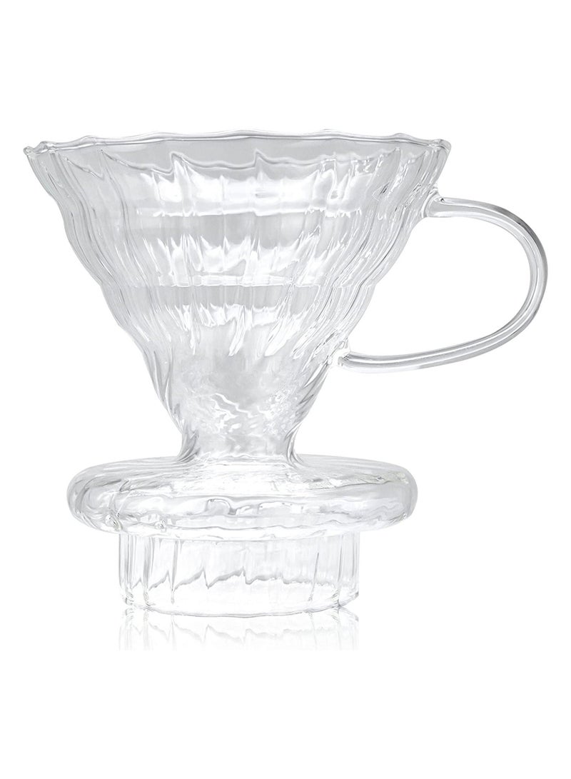 هومستر قمع ترشيح وتقطير القهوة المختصة وعاء فلتر جهاز تقطير بطريقة V60 مصنوع من الزجاج مقاس 02 مناسب 1 الى 4 كوب - Image 1