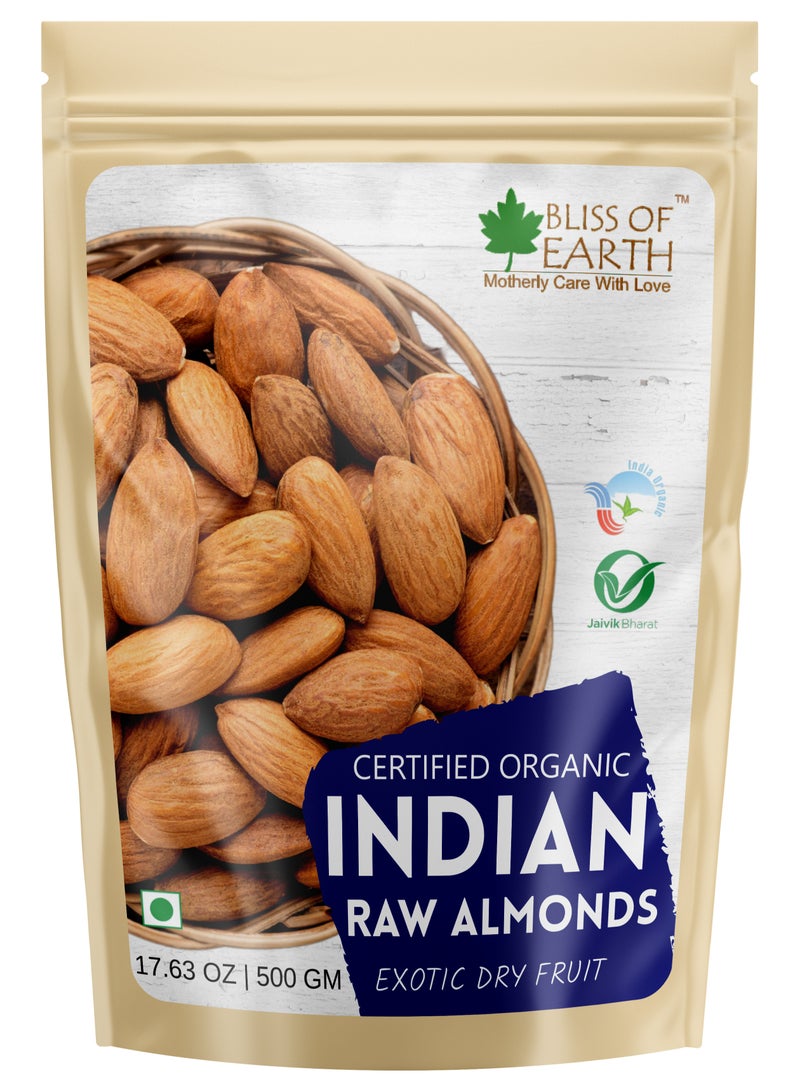 BLISS OF EARTH 500gm Organic Almonds Badam Dry fruits Crunchy & Tasty High in fiber, Immunity Booster Your Daily Diet Super Snack - Image 1