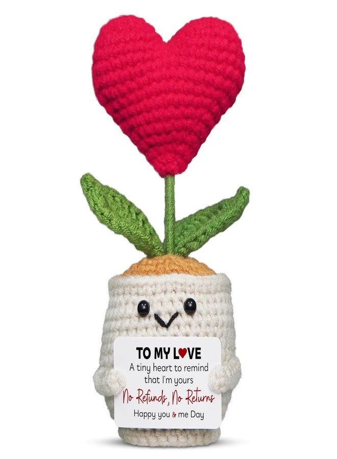 OASSIE Christmas Anniversary Wedding Gifts for Women - Heart Flower Pot Crochet with Card - Funny Anniversary Couple Gifts for Him Her Boyfriend Girlfriend Husband Wife, Stocking Stuffers for Women - Image 1
