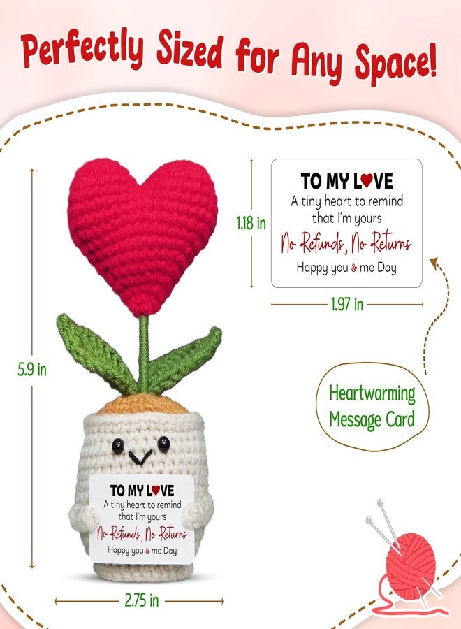 OASSIE Christmas Anniversary Wedding Gifts for Women - Heart Flower Pot Crochet with Card - Funny Anniversary Couple Gifts for Him Her Boyfriend Girlfriend Husband Wife, Stocking Stuffers for Women - Image 3