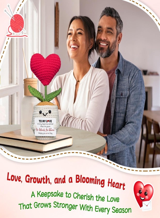 OASSIE Christmas Anniversary Wedding Gifts for Women - Heart Flower Pot Crochet with Card - Funny Anniversary Couple Gifts for Him Her Boyfriend Girlfriend Husband Wife, Stocking Stuffers for Women - Image 5