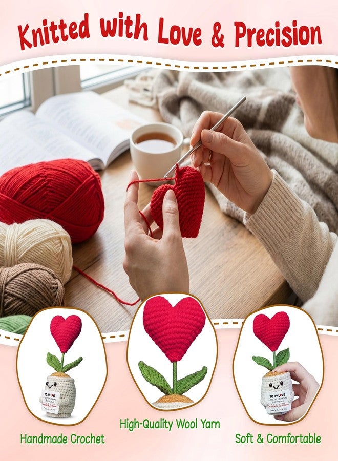 OASSIE Christmas Anniversary Wedding Gifts for Women - Heart Flower Pot Crochet with Card - Funny Anniversary Couple Gifts for Him Her Boyfriend Girlfriend Husband Wife, Stocking Stuffers for Women - Image 4