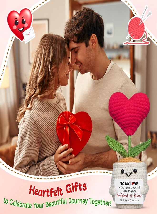 OASSIE Christmas Anniversary Wedding Gifts for Women - Heart Flower Pot Crochet with Card - Funny Anniversary Couple Gifts for Him Her Boyfriend Girlfriend Husband Wife, Stocking Stuffers for Women - Image 2