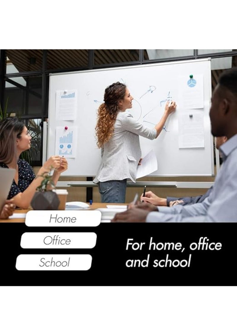 سبورة بيضاء متحركة قابلة للمسح الجاف لوح ابيض دوار مع عجلات وحامل90X60 سم لوح قابل للمسح الجاف بوجهين قابل للتثبيت على الحائط مع مجموعة ملحقات - Image 3