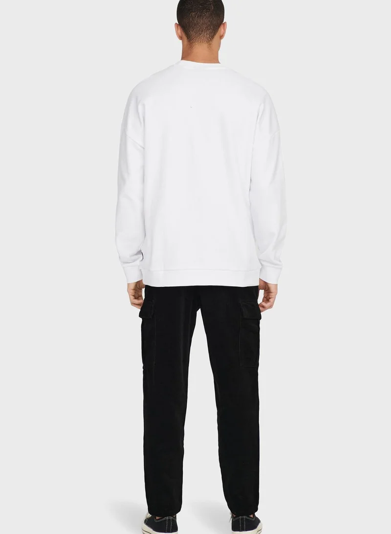 Only & Sons Slogan Relaxed Sweatshirt