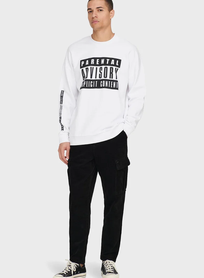 Only & Sons Slogan Relaxed Sweatshirt