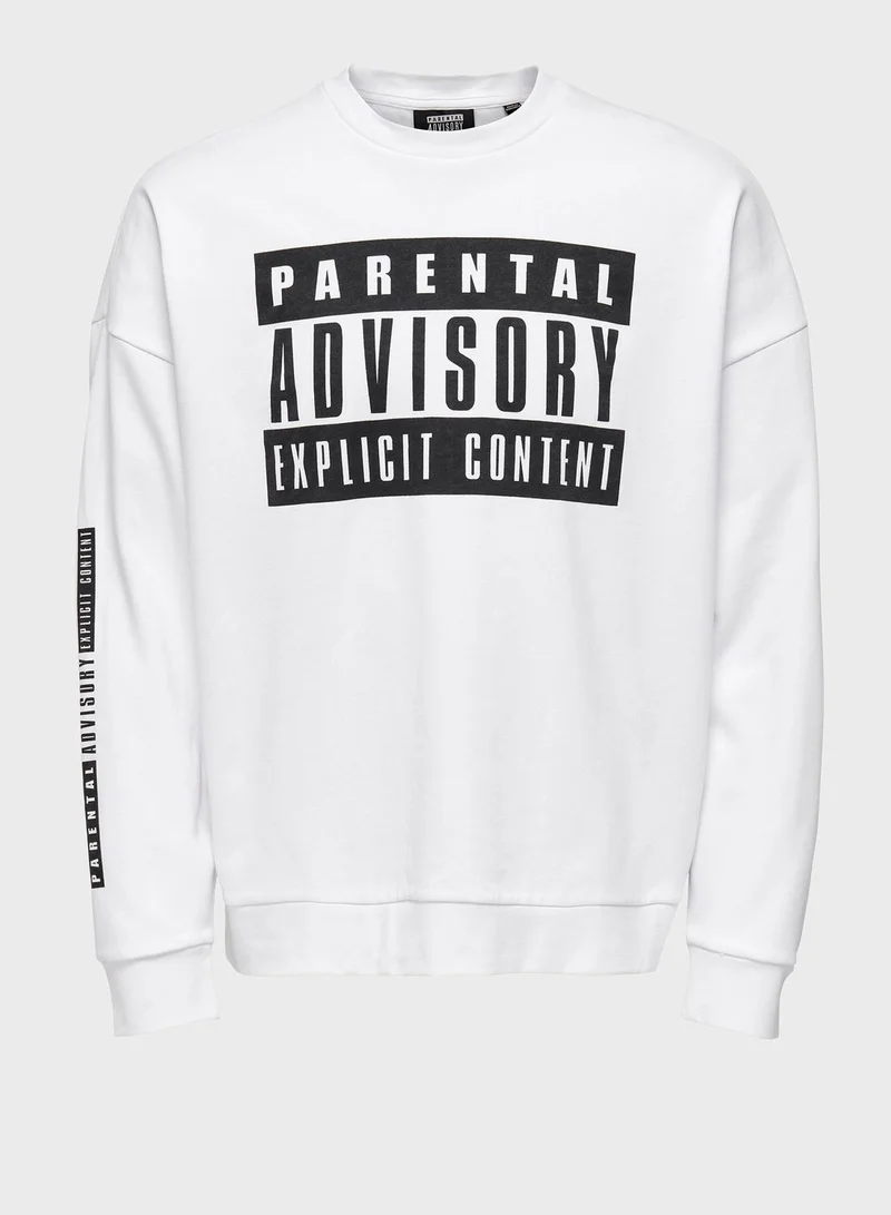 Only & Sons Slogan Relaxed Sweatshirt