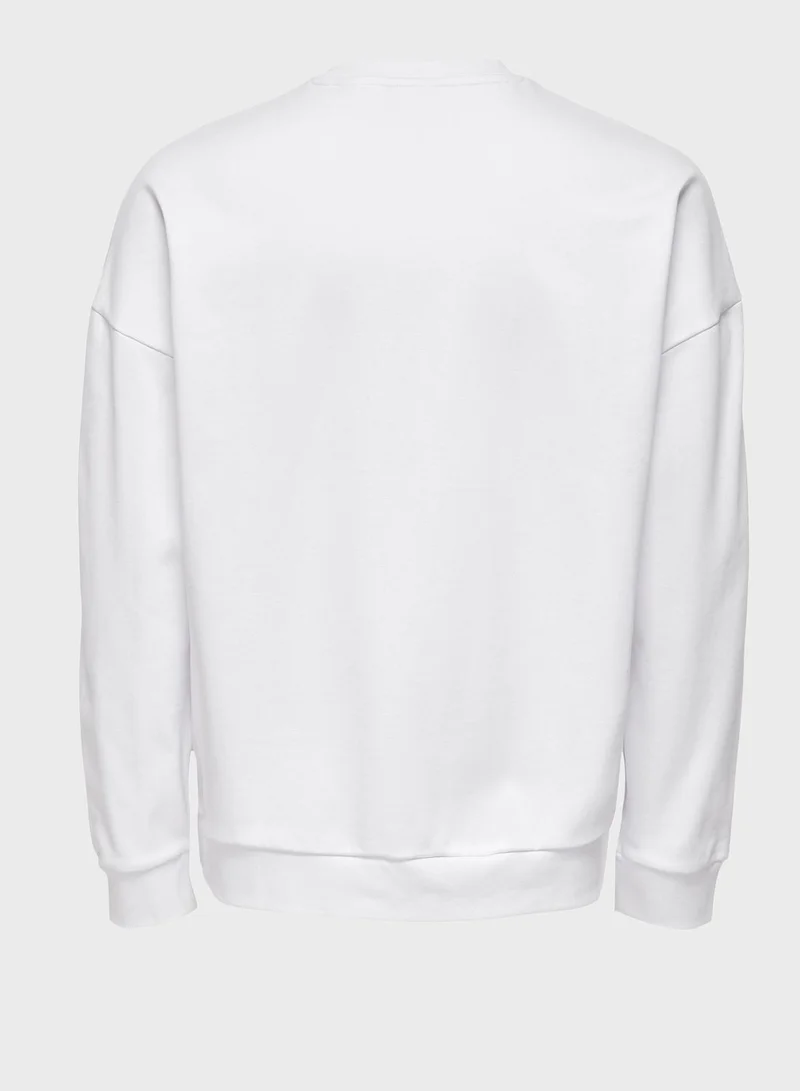 Only & Sons Slogan Relaxed Sweatshirt