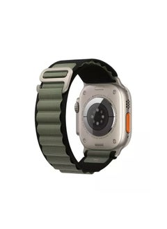 BAND2u Dual Color Alpine Loop Nylone Replacement Band for Apple Watch Ultra Series 8 49mm 45mm 44mm 42mm - Black Green 