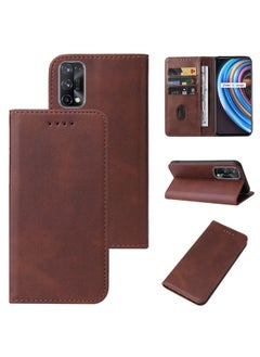 HuHa Case Cover For Realme X7 / Q2 Pro Magnetic Closure Leather Phone Case Brown 