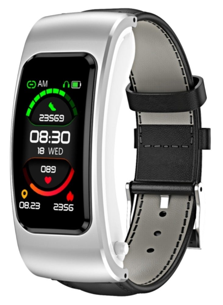 AROAQ K60 1.08 inch Leather Band Earphone Detachable Life Waterproof Smart Watch Support Bluetooth Call - Image 1