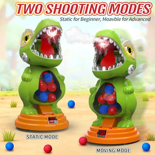 BAODLON Dinosaur Shooting Toys for Boys 4 5 6 7 8 Years Old Movable Electronic Scoring Target Game with 2 Toy Gun Spray Light Sound 24 Foam Balls Christmas Birthday Gift for Kids 35 57 - Image 5
