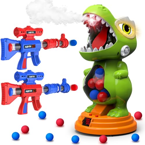 BAODLON Dinosaur Shooting Toys for Boys 4 5 6 7 8 Years Old Movable Electronic Scoring Target Game with 2 Toy Gun Spray Light Sound 24 Foam Balls Christmas Birthday Gift for Kids 35 57 - Image 1