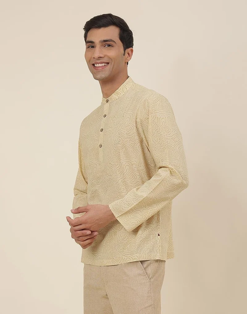 Fabindia Yellow Cotton Mid Placket Shirt