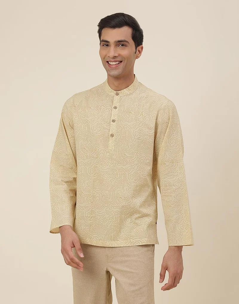 Fabindia Yellow Cotton Mid Placket Shirt