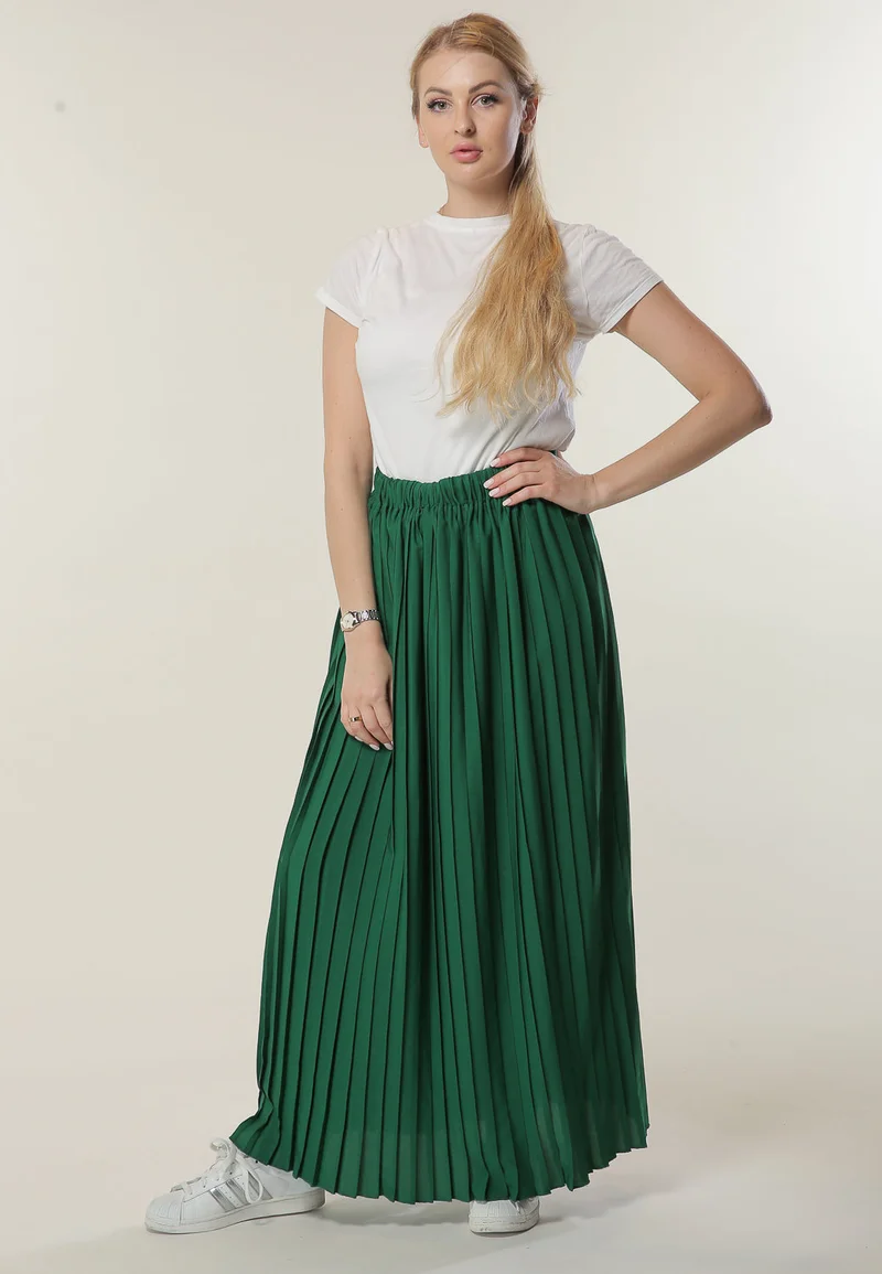 Moistreet Pleated High Waist Maxi Skirt