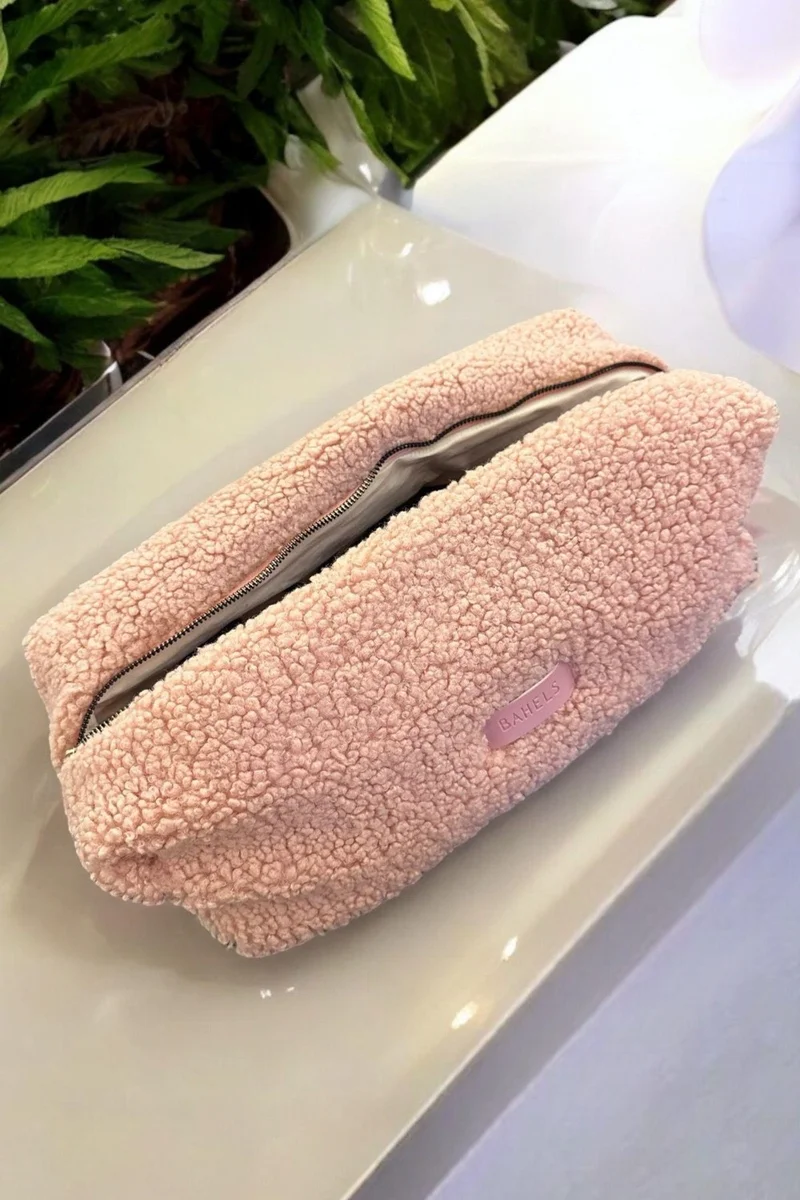 Bahels Teddy Plush Pink Xl Size Bag Travel Bag For All Hair Styling