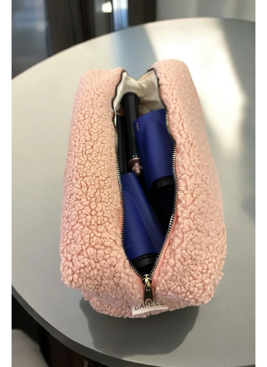 Bahels Teddy Plush Pink Xl Size Bag Travel Bag For All Hair Styling