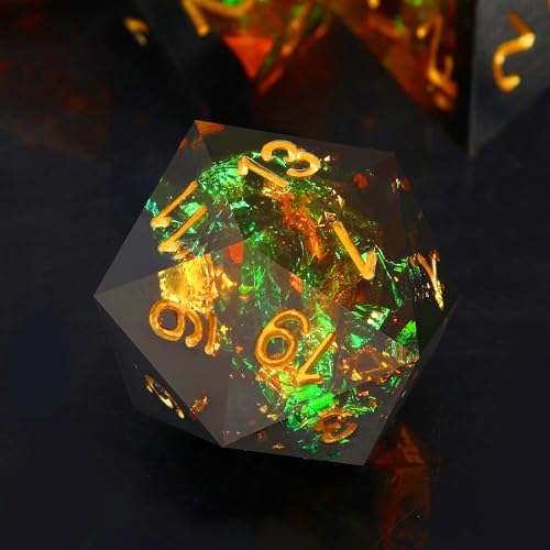 Haxtec Galaxy DND Dice Set Sharp Edge Dice with Dice Case Handmade Yellow Black Resin DD Dice Set for TTRPGs Compatible with Dungeons and Dragons Gifts - Image 5