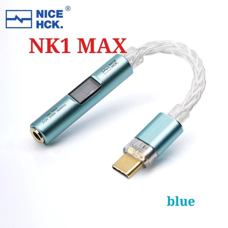 Nicehck NK1 MAX Type-C to 3.5mm Wired DAC Adapter, Dual-Chip, Silver-Plated Occ, Aluminum Alloy Cable, Blue - Image 1