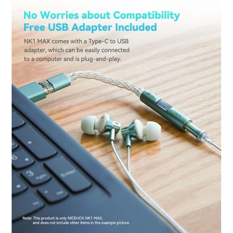 Nicehck NK1 MAX Type-C to 3.5mm Wired DAC Adapter, Dual-Chip, Silver-Plated Occ, Aluminum Alloy Cable, Blue - Image 4