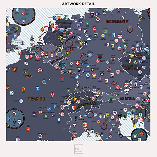 Pop Chart Lab Pop Chart | Football Clubs of Europe | 36" x 24" Large Wall Art | Soccer Poster Featuring Over 1000 Clubs on a Massive Map | Sports Wall Decor for Living Room, Bedroom, and Man Cave - Image 4