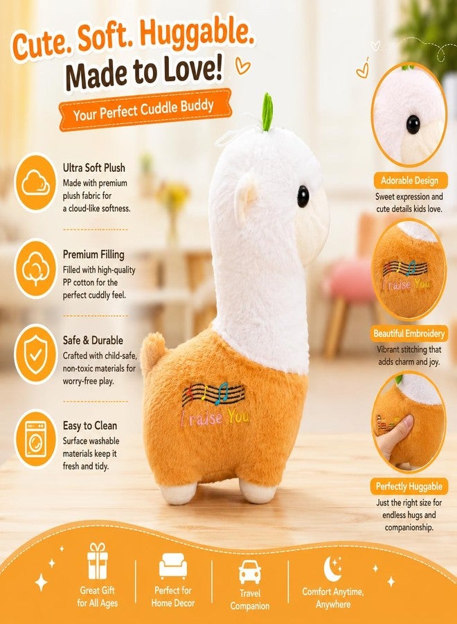 Little Hunk Cute Alpaca Plush Toy, Orange and White, Soft Stuffed Animal with Music Notes Embroidery, Gift for Kids (Orange) - Image 5