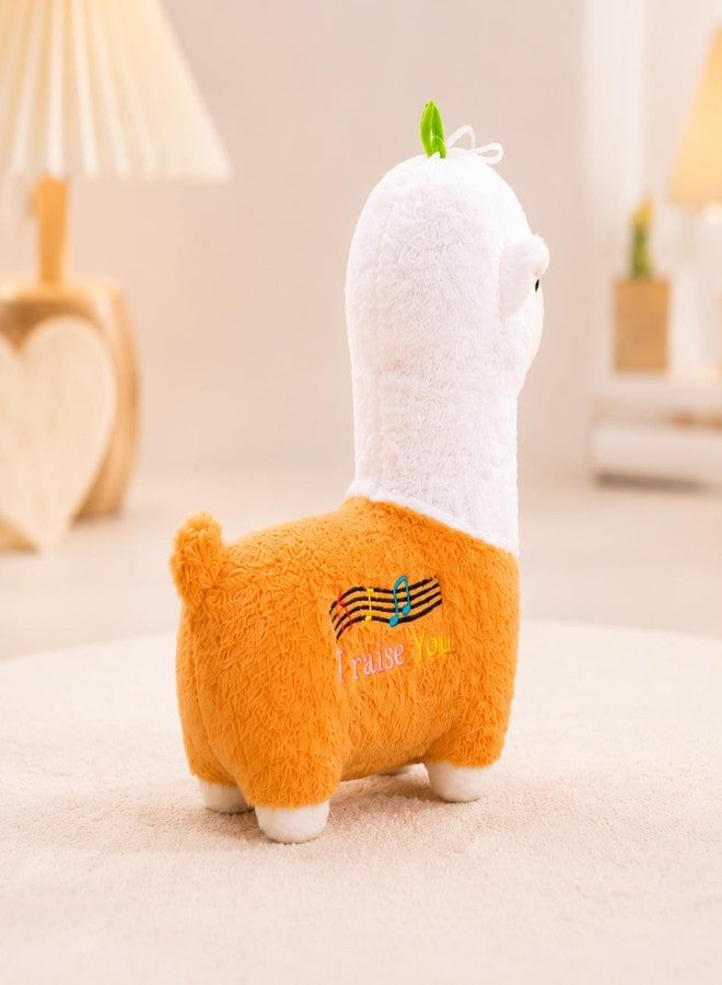 Little Hunk Cute Alpaca Plush Toy, Orange and White, Soft Stuffed Animal with Music Notes Embroidery, Gift for Kids (Orange) - Image 4