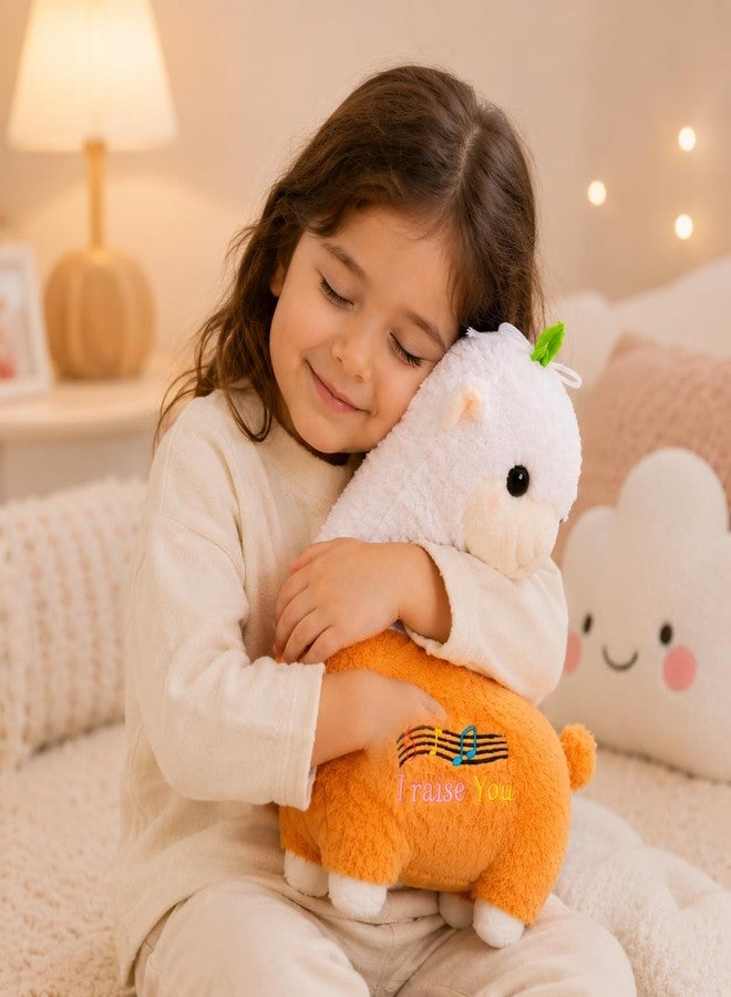 Little Hunk Cute Alpaca Plush Toy, Orange and White, Soft Stuffed Animal with Music Notes Embroidery, Gift for Kids (Orange) - Image 2