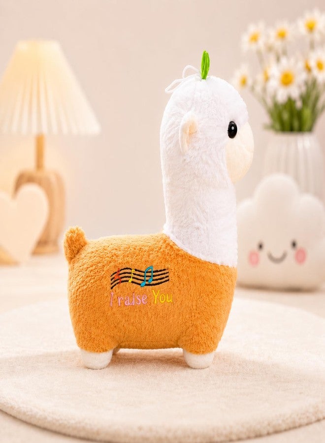 Little Hunk Cute Alpaca Plush Toy, Orange and White, Soft Stuffed Animal with Music Notes Embroidery, Gift for Kids (Orange) - Image 1
